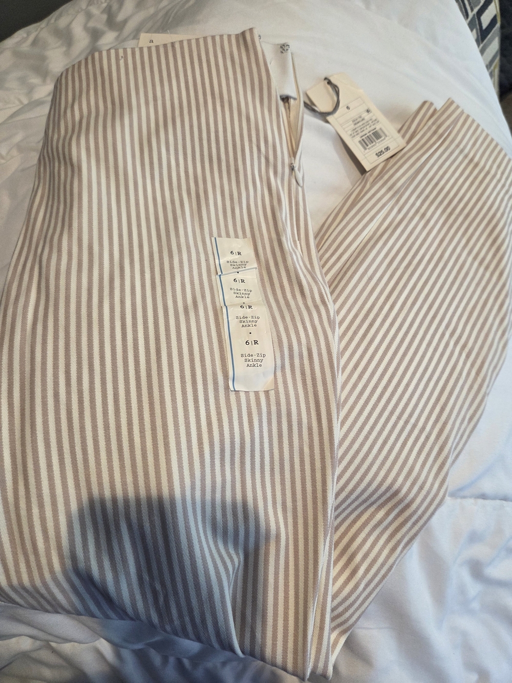 a new day Beige and White Striped Capris